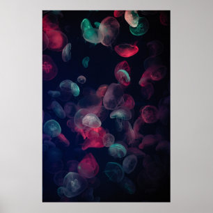 POSTER ASSORTED-COLOR JELLYFISH PAINTING