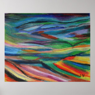 Poster Assorted Color oil pastels Stream Media Abstract