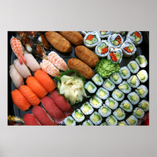Poster Assortiment de favoris de sushi japonais