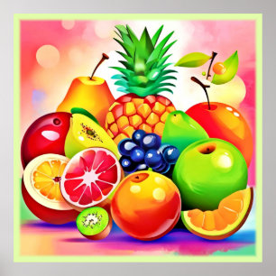 Poster Assortiment de fruits tropicaux