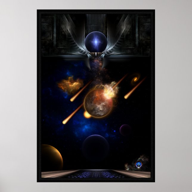 Poster Astéroïde Apocalypse Fractage Art Spacescape (Devant)