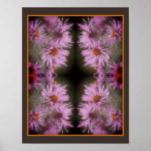 Poster Asters rose sauvage Art Vintage