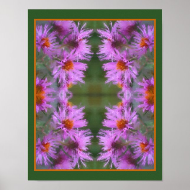 Poster Asters roses sauvages (Devant)