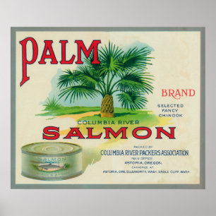 Poster Astoria, Oregon - Palm Saumon Étiquette Coque