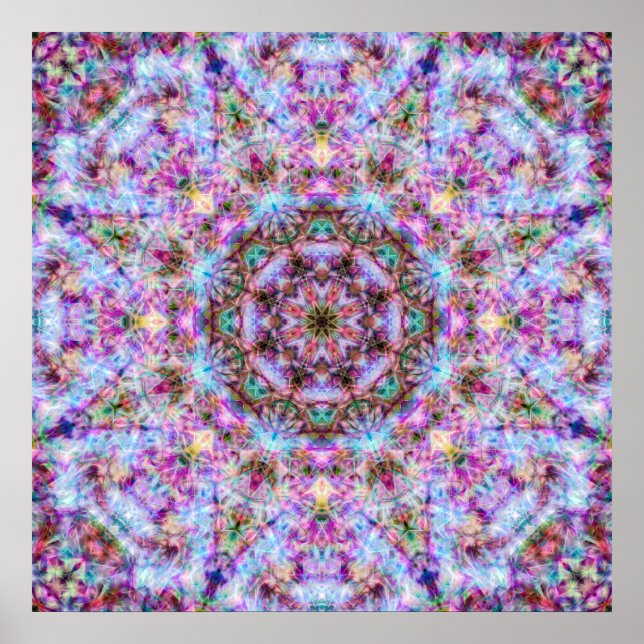 Poster Astrid - Pastel Pink & Purple Psychedelic Mandala (Devant)