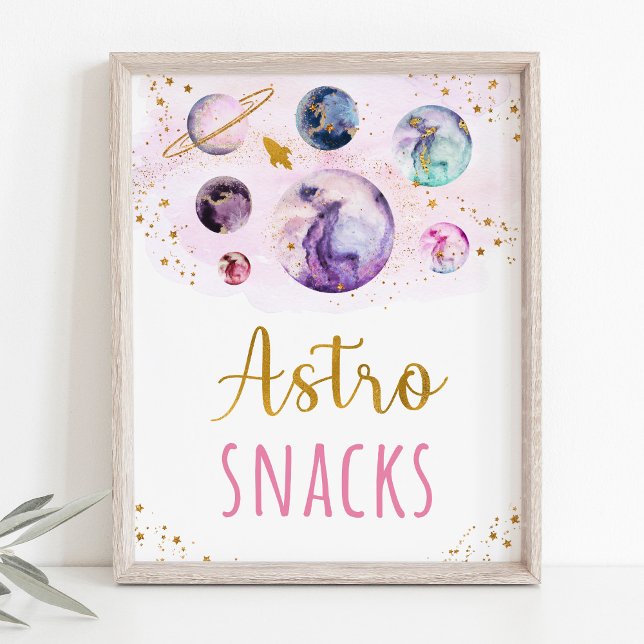Poster Astro Snacks Pink Gold Space Anniversaire (Créateur téléchargé)
