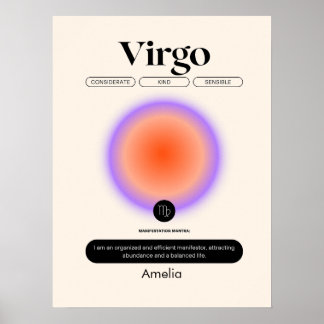 Poster Astrologie SIGNE Zodiaque Virgo Anniversaire Saiso