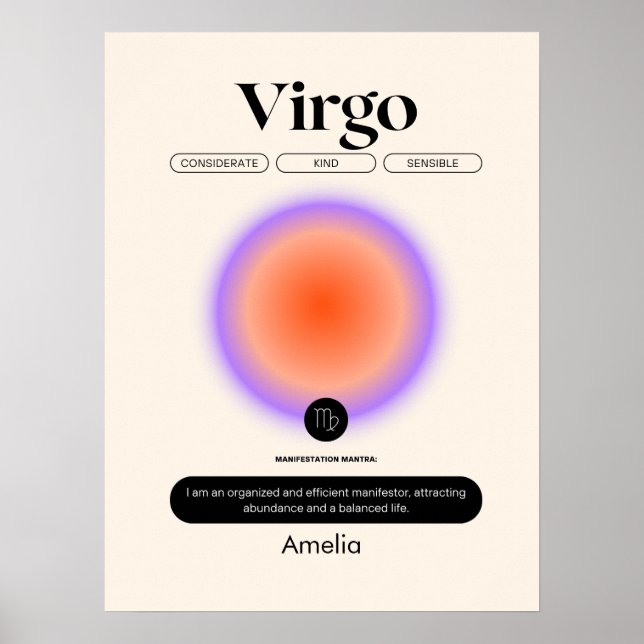 Poster Astrologie SIGNE Zodiaque Virgo Anniversaire Saiso (Devant)