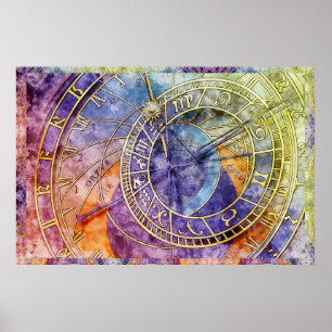 Poster Astrologie temps colorée Abstraite