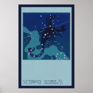 Poster Astrologie Vintage Zodiaque, Constellation du Scor