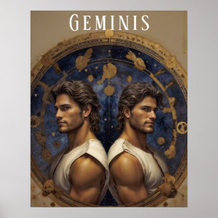 Poster astrologique de Geminis Homme