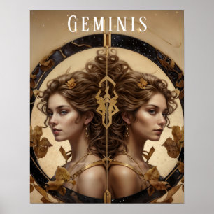 Poster astrologique féminin Geminis