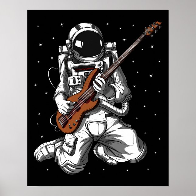 Poster Astronaut Bass Guitariste (Devant)