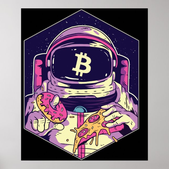 Poster Astronaut BITCOIN-Crypto (Devant)