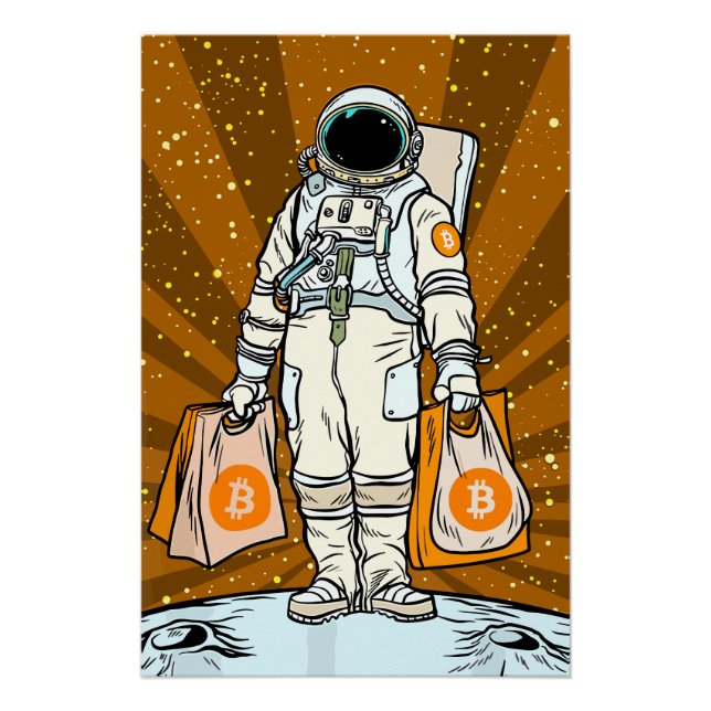 Poster Astronaut BITCOIN-HODL-Crypto (Devant)