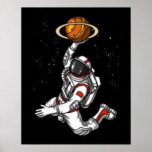 Poster Astronaut de basket-ball Planète spatiale Cosmique
