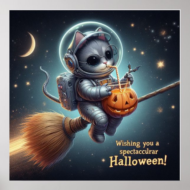 Poster Astronaut de chat cosmique : Aventure magique et s (Devant)