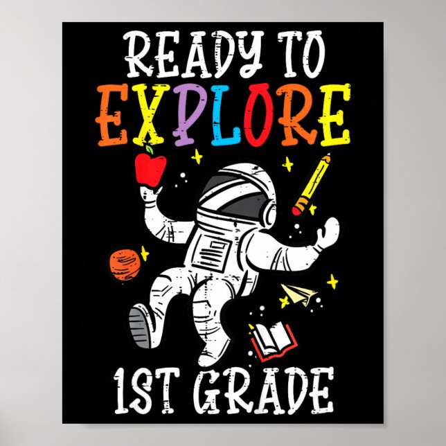Poster Astronaut Enfants Prêt À Explorer La 1ère Année (Devant)