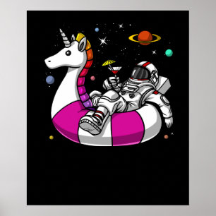 Poster Astronaut équitation Unicorn Flottant de la partie