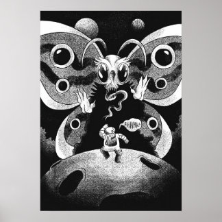 Poster Astronaut et papillon effrayant