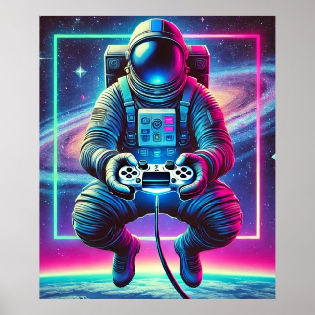 Poster Astronaut Gamer (Devant)