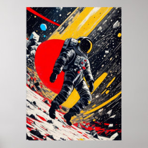 Poster Astronaut perdu dans l'espace extra-atmosphérique