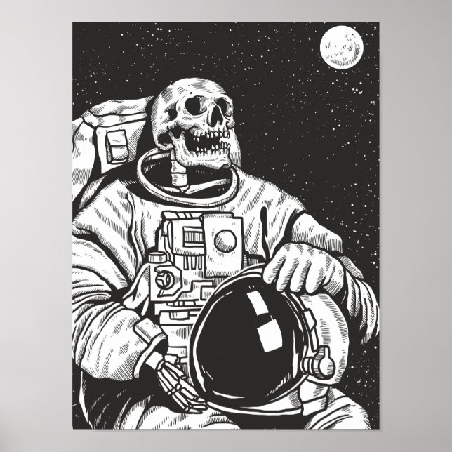 Poster Astronaut Skeleton Crâne Éffrayant (Devant)