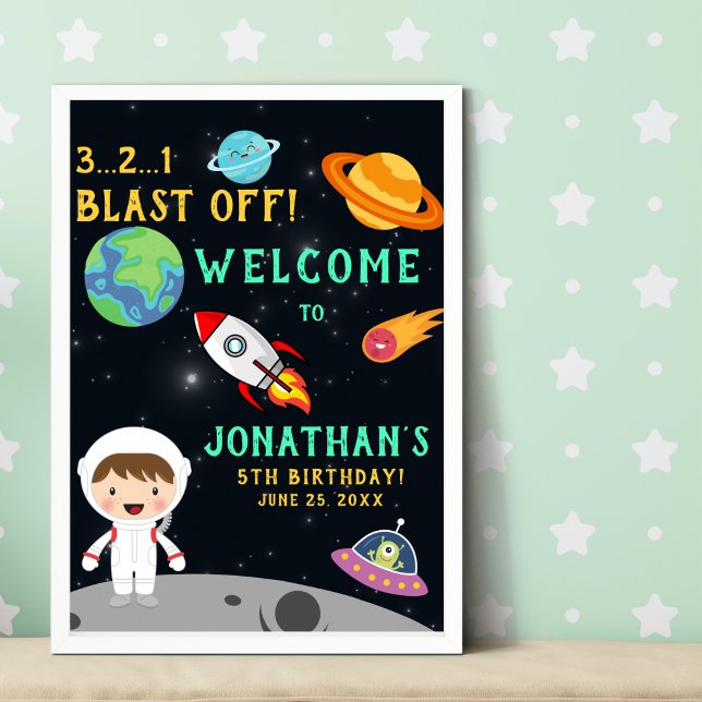 Poster Astronaut Space Birthday Blast Off Theme" (Créateur téléchargé)