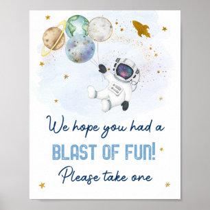 Poster Astronaut Space Blue Gold Blast Of Fun Favour Sign