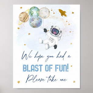 Poster Astronaut Space Blue Gold Blast Of Fun Favour Sign