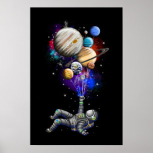 Poster Astronaut Traveling the Solar System