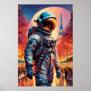 Poster astronaute à Paris