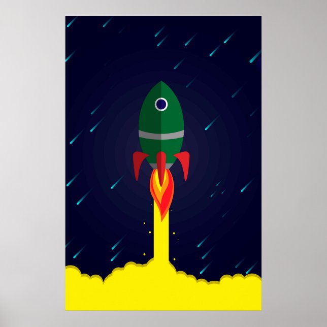 Poster astronaute astronaute de vaisseau spatial de fusée (Devant)