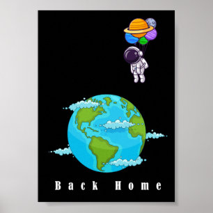 Poster astronaute avec ballon   Art moderne multicolore