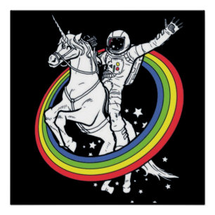 Poster Astronaute chevauchant une licorne 