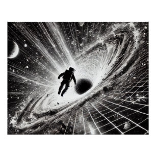 Poster Astronaute dans le tourbillon du trou noir