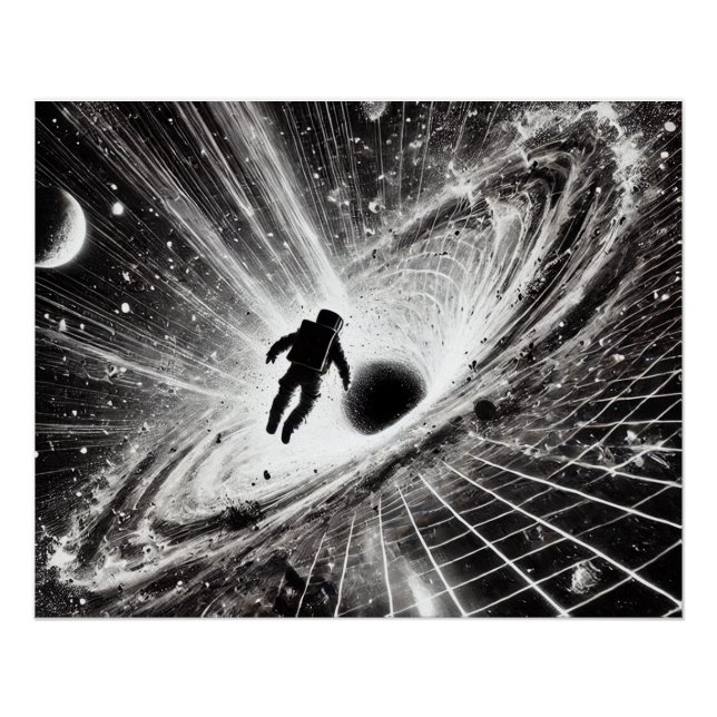 Poster Astronaute dans le tourbillon du trou noir (Devant)