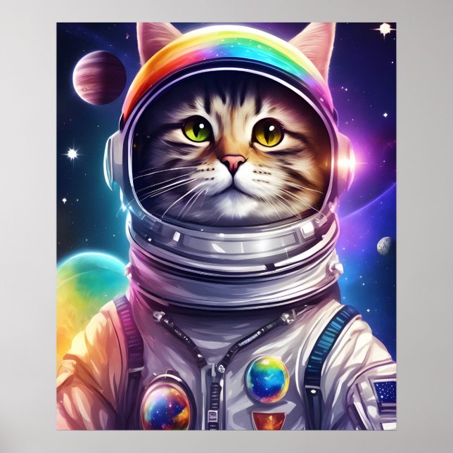 Poster Astronaute de chats de cow-boy, chat de cadet de l (Devant)