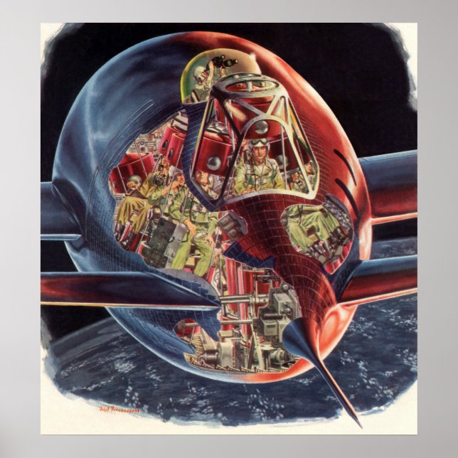 Poster Astronaute de la science-fiction vintage Rocket (Devant)