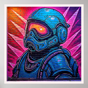 Poster Astronaute de Neon Cyberpunk