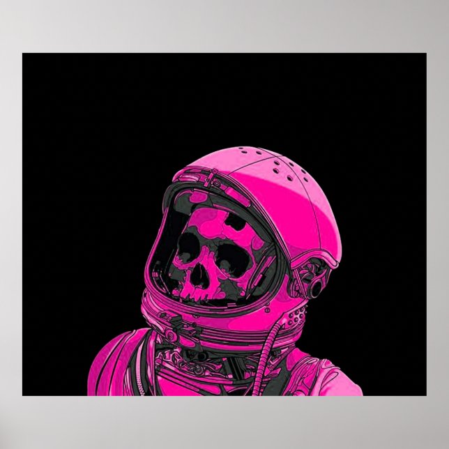 Poster Astronaute du squelette rose (Devant)