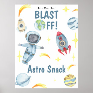 Poster Astronaute Espace Anniversaire Astro Snack