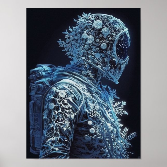 Poster Astronaute floral givré (Devant)