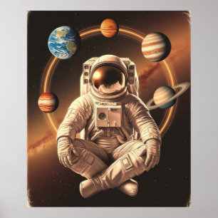 Poster Astronaute Médite dans l'Espace