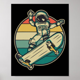 Poster Astronaute Skateboard Planche à roulettes 