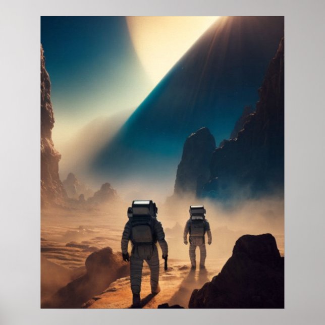 Poster astronaute sur planète mistique (Devant)