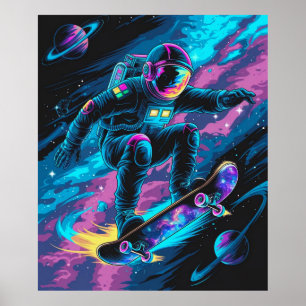 Poster Astronaute sur un Skateboard