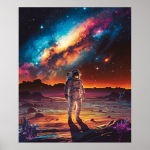 Poster Astronaute sur une planète dans l'espace