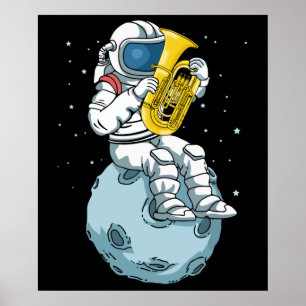 Poster Astronaute Tuba Player Music Venin Kids Groupe Tub