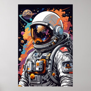 Poster Astronautes Dans L'Espace
